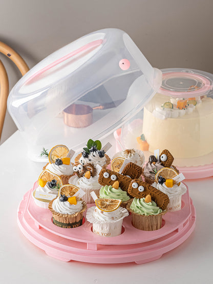 8" Cake Cupcake Carrier with Lid and Handle