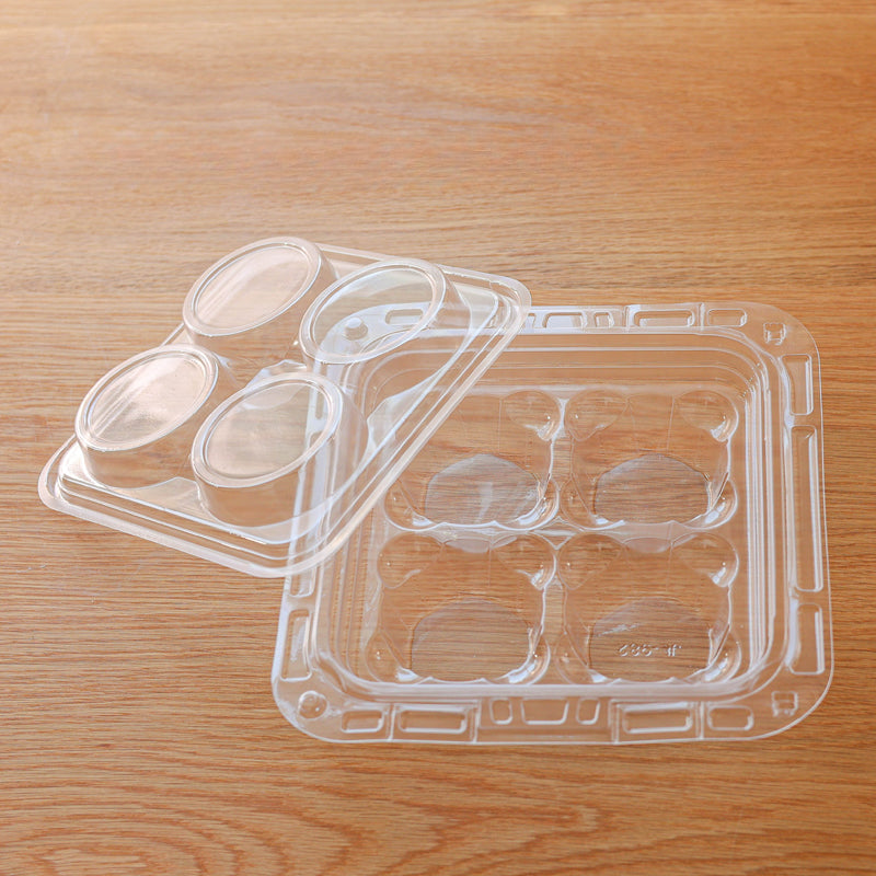 4-Compartment Plastic Cupcake Container with Handle