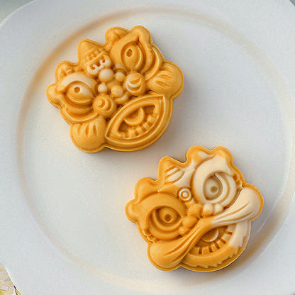 Hand Press Lion Mooncake Mould Set