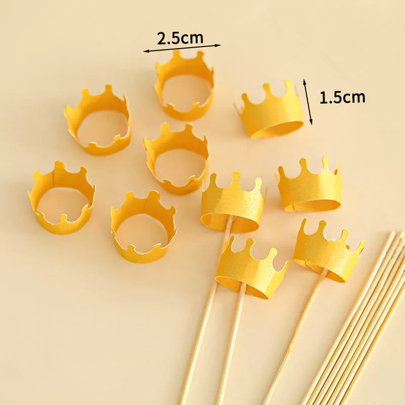 10Pcs Mini Crown Cake Toppers