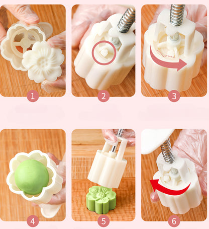 Hand Press Rose Flower Mooncake Mould Set