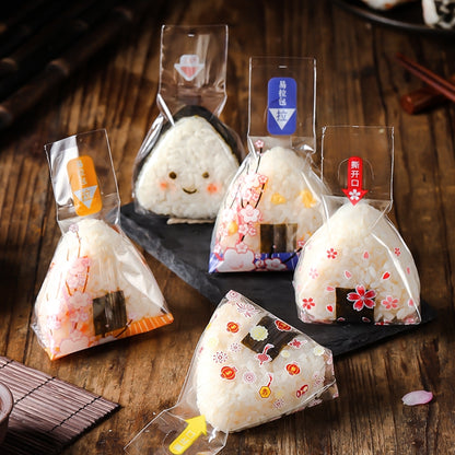 50Pcs Japanese Triangle Rice Ball Packaging Bags