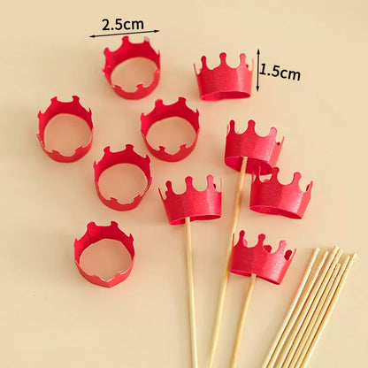 10Pcs Mini Crown Cake Toppers