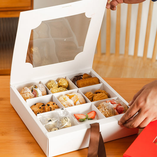 9-Compartment Dessert Take Out Food Box Pack 10