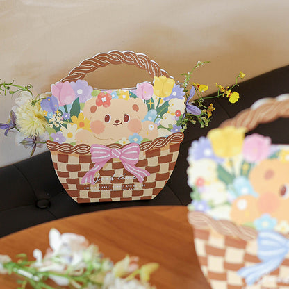 5Pcs Cute Bear Basket Cookie Bakery Box