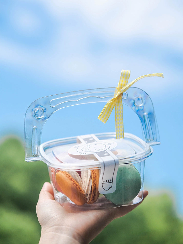 9.8x9.8x6cm Clear Cake Box with Handle