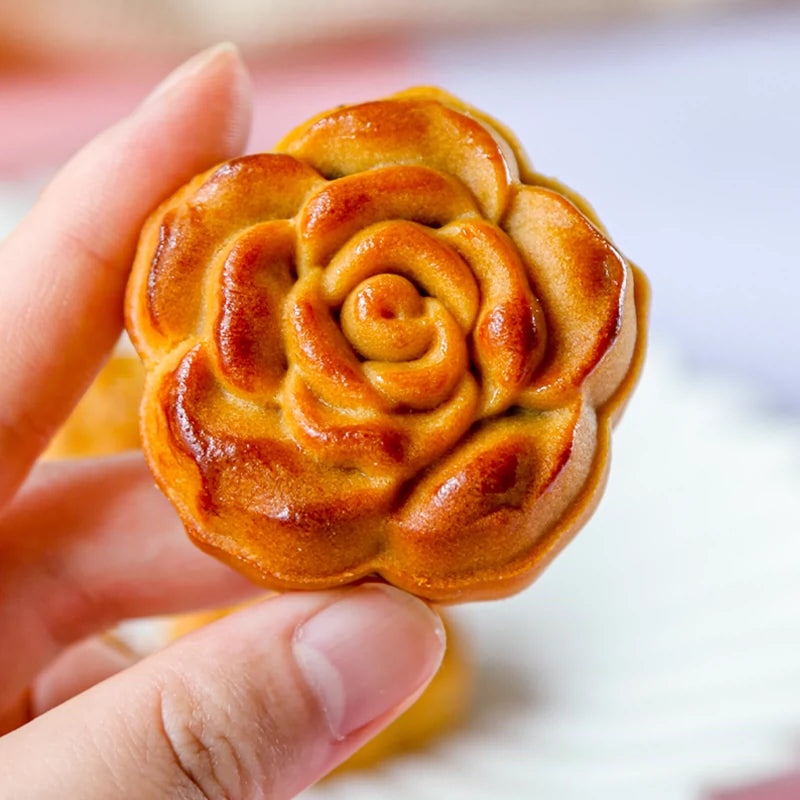 Hand Press Rose Flower Mooncake Mould Set