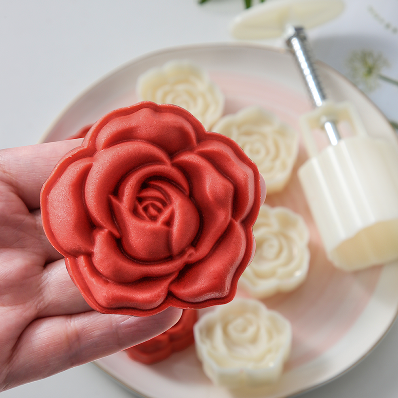 Hand Press Rose Flower Mooncake Mould Set