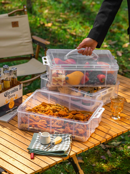 3-Tier Picnic Food Carrier Cupcake Holder with Lid