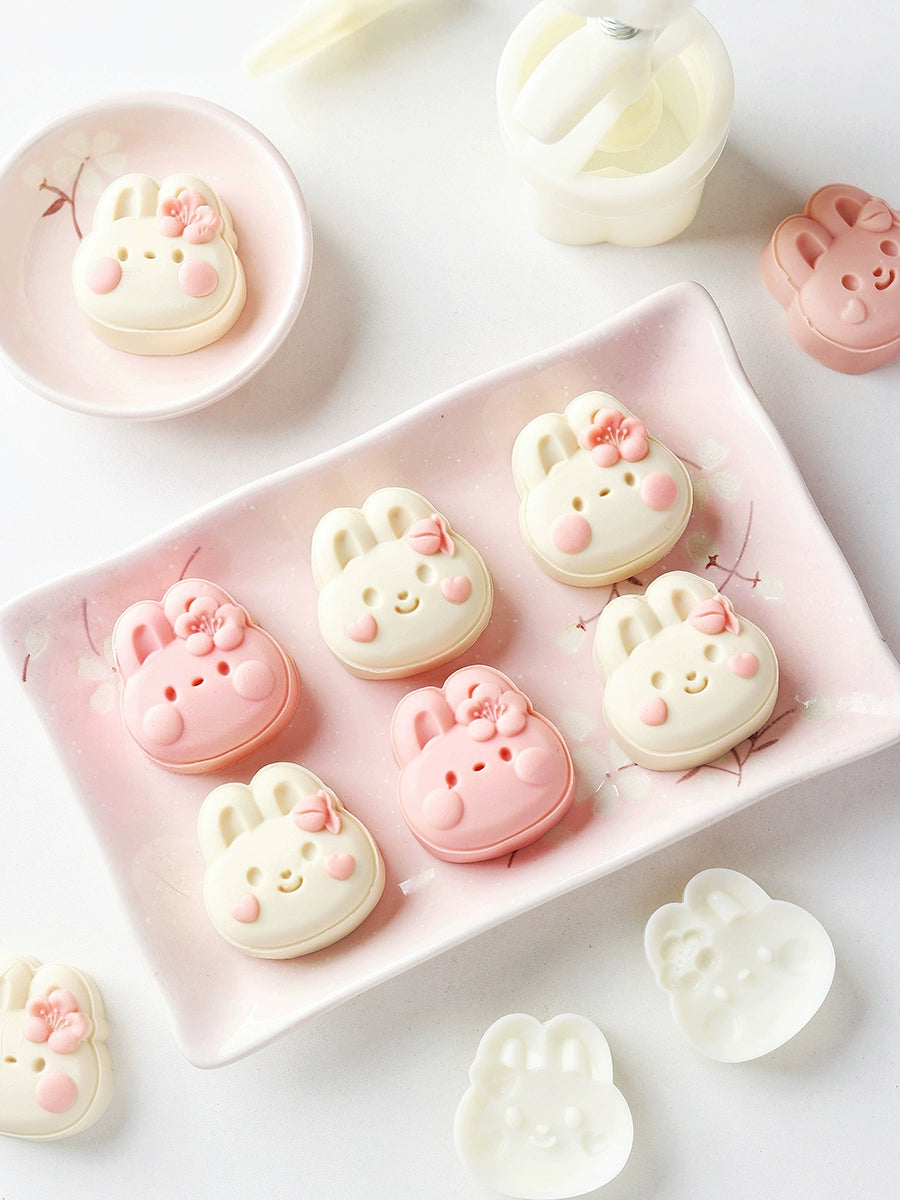 Cute Rabbit Mooncake Press Mold Set