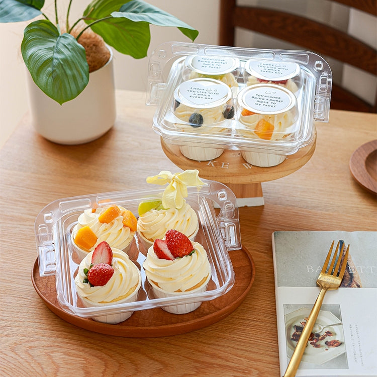 4-Compartment Plastic Cupcake Container with Handle