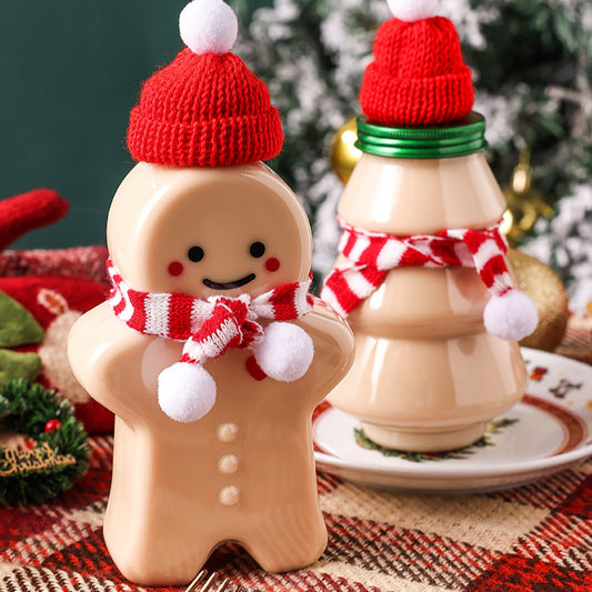 5Pcs Disposable Gingerbread Man Juice Bottle