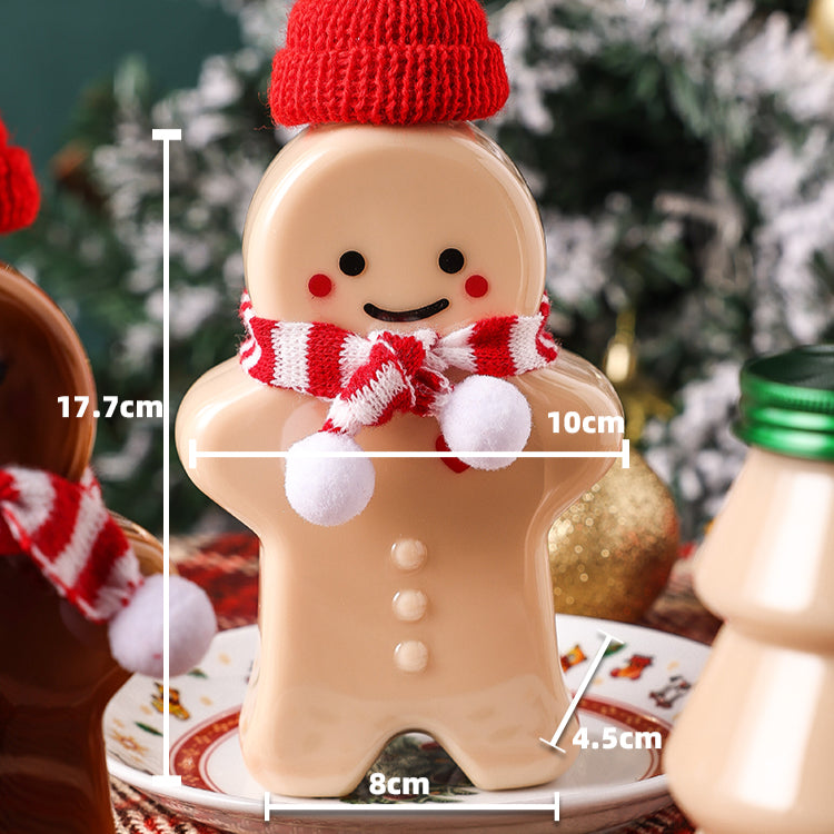 5Pcs Disposable Gingerbread Man Juice Bottle