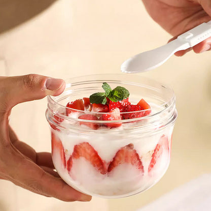 Overnight Oat Containers with Lids and Spoons